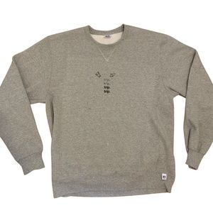 Trip Ventures Hand-Printed Gray Crewneck Large on Russell Athletic